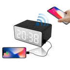 Wireless Charging Station LED Digital Alarm Clock FM Bluetooth Speaker All in 1