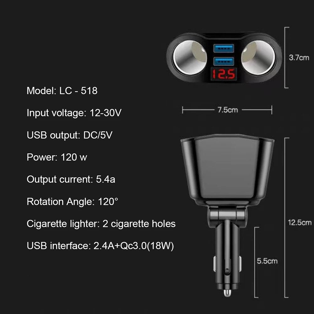 Car Charger Cigarette Lighter Double Power Adapter Socket Splitter B-SPIN PTY LTD