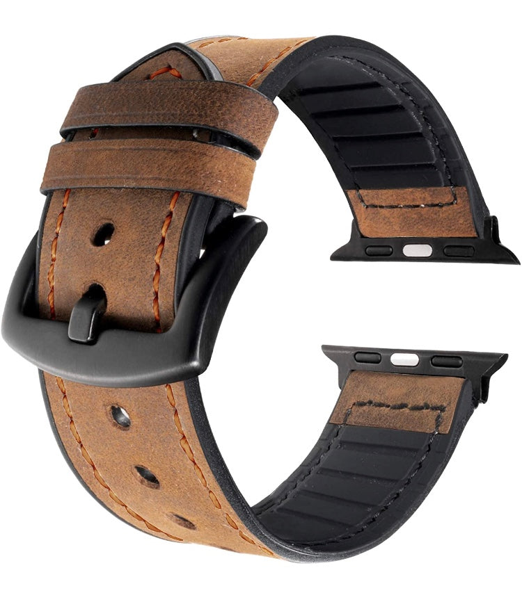 Genuine Leather Silicone Band Strap for Apple iWatch Series  38/45mm B-SPIN PTY LTD