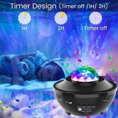 LED Star Projector Night Lamp Galaxy Starry Night Light, Ocean Wave Projector With Music Sterren Speaker Remote Control B-SPIN PTY LTD