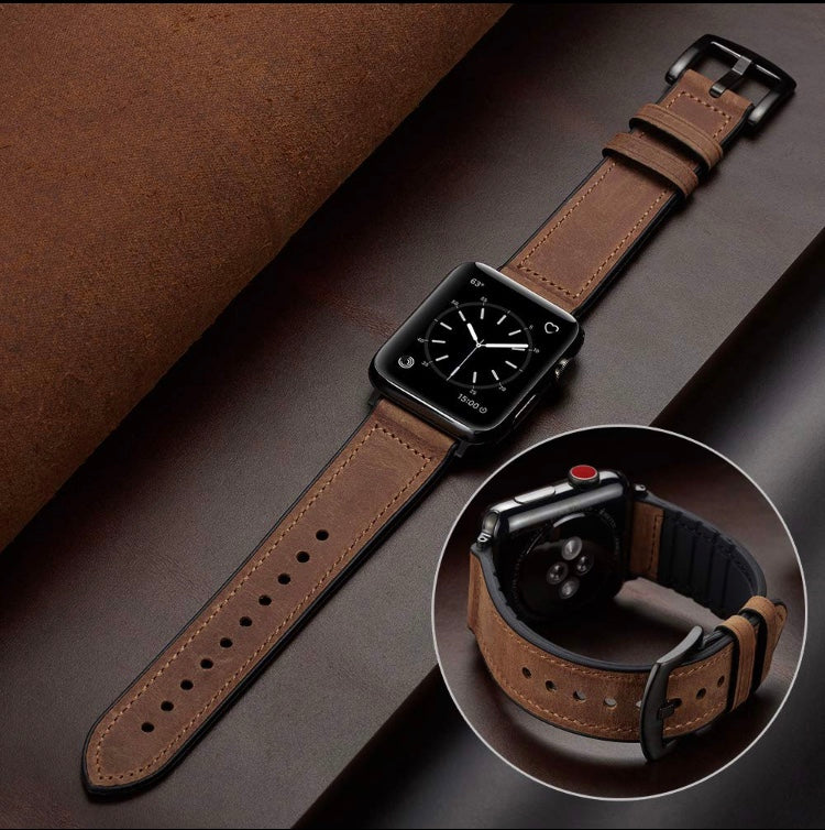 Genuine Leather Silicone Band Strap for Apple iWatch Series  38/45mm B-SPIN PTY LTD