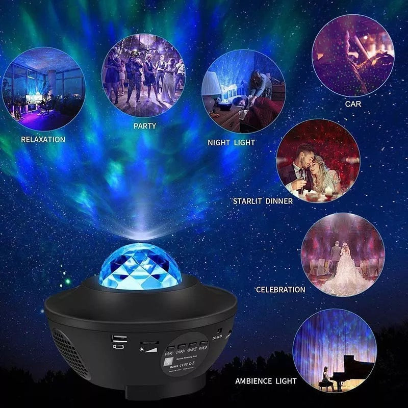 Galaxy Starry Night Lamp LED Star Projector Night Light Ocean Wave Projector