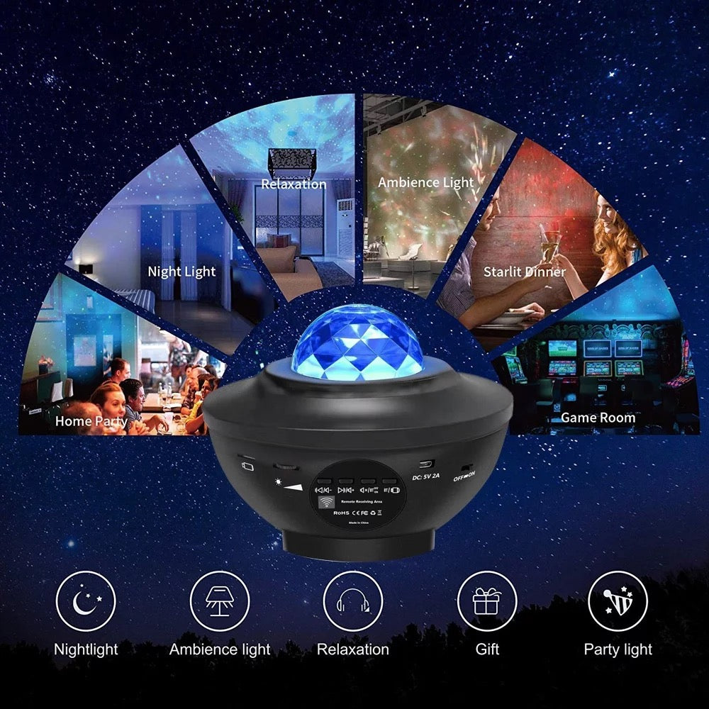 Galaxy Starry Night Lamp LED Star Projector Night Light Ocean Wave Projector