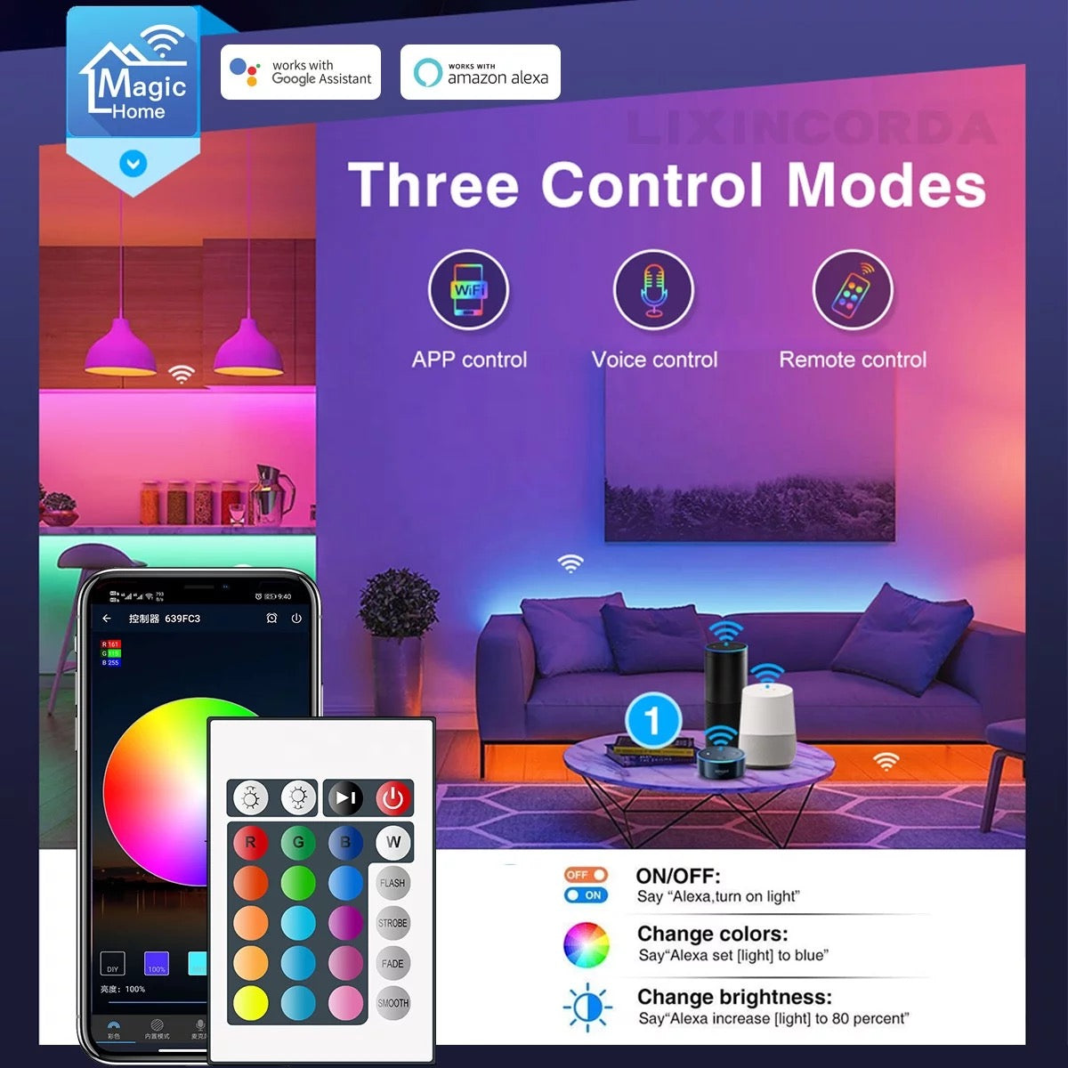 Smart Wifi LED  Strip Lights Waterproof Alexa Echos Google Home B-SPIN PTY LTD
