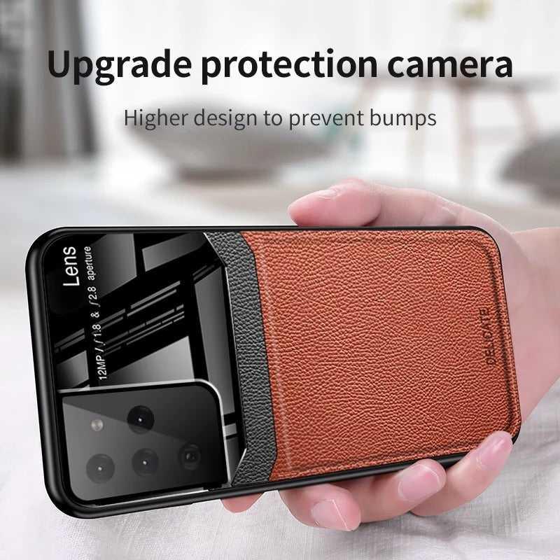 Luxury Protective Hybrid PU Leather Luxury Phone Case Samsung S10 S20 S21 Ultra Plus