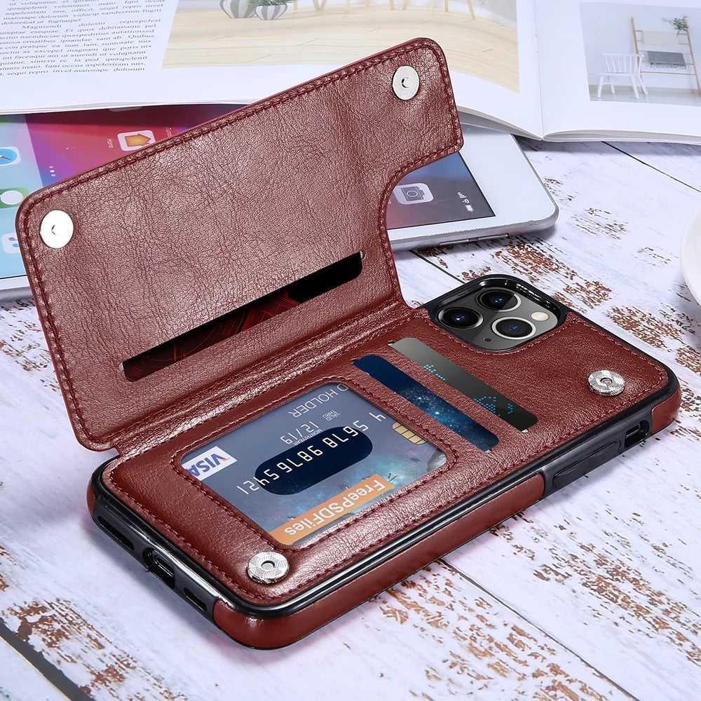 Leather Mobile Phone Wallet Card Holder Flip Cover Iphone and Samsung