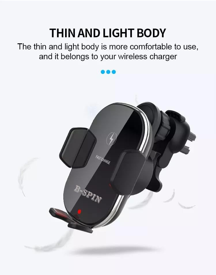 Smart Touch QI Car Charger Mount Air Vent 15W Fast Wireless B-SPIN PTY LTD