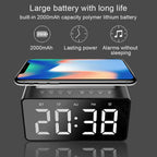 Wireless Charging Station LED Digital Alarm Clock FM Bluetooth Speaker All in 1