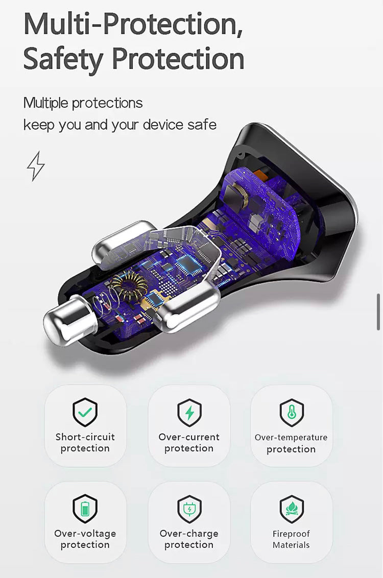 USB Car Charger Socket PD Type C and QC 3.0 Quick Charger B-SPIN PTY LTD
