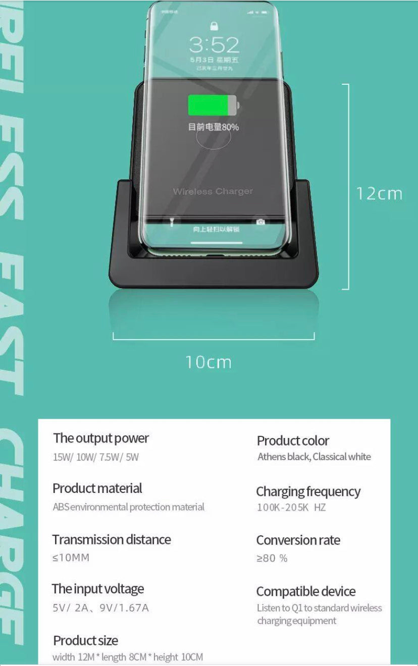 Wireless  Charging Station 15W Fast Stand Dock  Cradle for iPhone Samsung Huawei B-SPIN PTY LTD