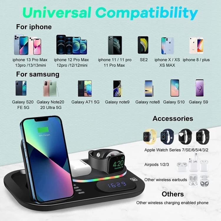 4 in 1 Wireless Fast Charger Dock Charging Station 30W   For iphone 14 13 Samsung B-SPIN PTY LTD