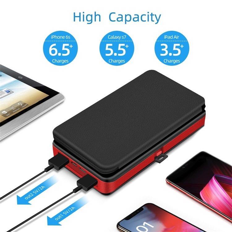 Solar Power Bank Waterproof wireless 30000mAh QI fastest charger 2 USB port with 3 and 5  pannels B-SPIN PTY LTD