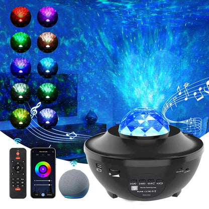 Galaxy Starry Night Lamp LED Star Projector Night Light Ocean Wave Projector