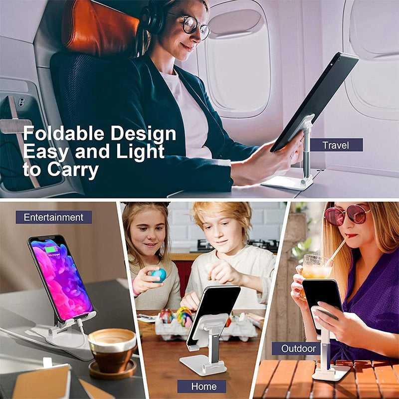 Adjustable Folding Desk Desktop Cell Phone Stand Mount Holder For iPhone & Tablet