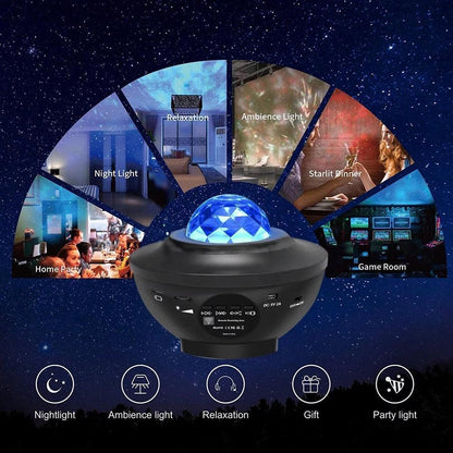 LED Star Projector Night Lamp Galaxy Starry Night Light, Ocean Wave Projector With Music Sterren Speaker Remote Control B-SPIN PTY LTD