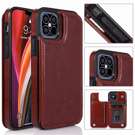 Leather Mobile Phone Wallet Card Holder Flip Cover Iphone and Samsung