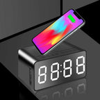 Wireless Charging Station LED Digital Alarm Clock FM Bluetooth Speaker All in 1