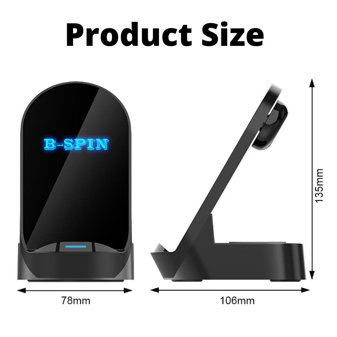 Wireless Charging Stand 15W 3 in 1 Wireless Charger Dock Station B-SPIN PTY LTD
