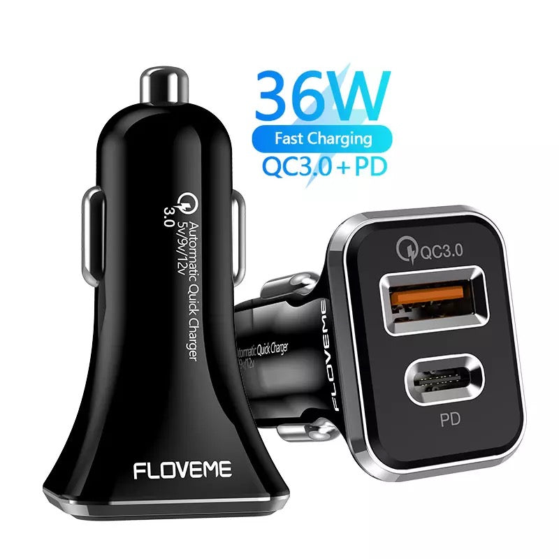 USB Car Charger Socket PD Type C and QC 3.0 Quick Charger B-SPIN PTY LTD