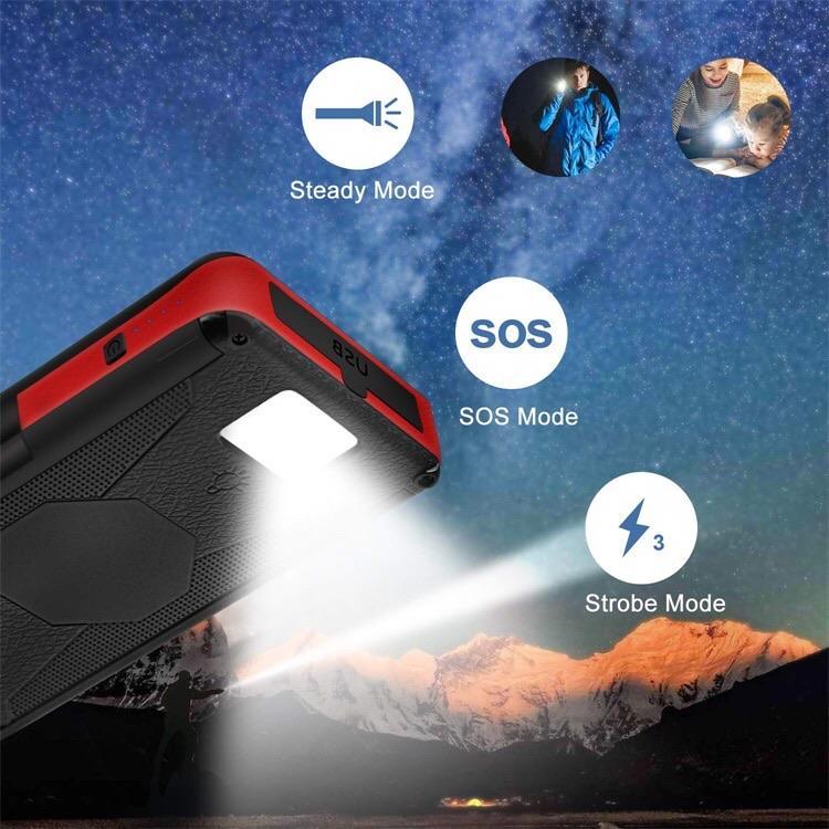 Solar Power Bank Waterproof wireless 30000mAh QI fastest charger 2 USB port with 3 and 5  pannels B-SPIN PTY LTD