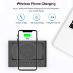 Wireless Charging Station LED Digital Alarm Clock FM Bluetooth Speaker All in 1