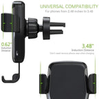 Fast Charger With Qi Wireless Car Holder Gravity Mount Universal Compatibility