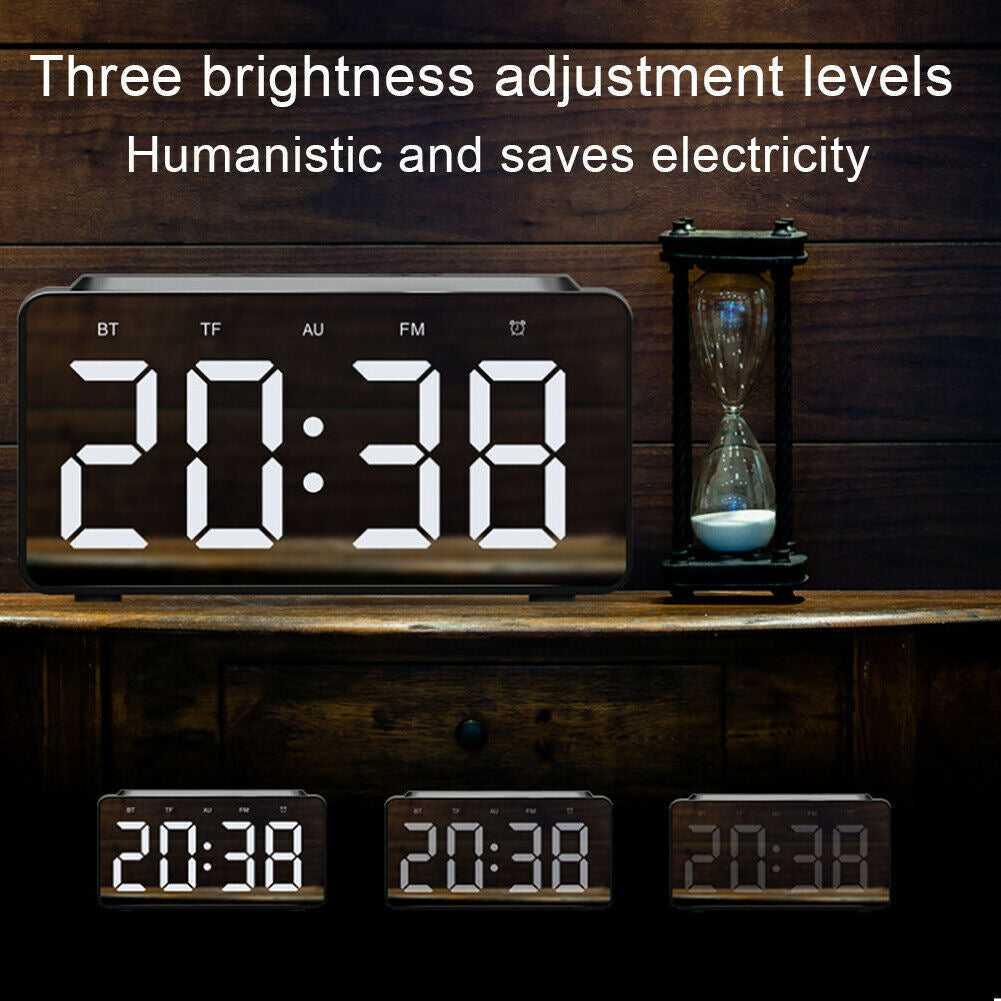 Wireless Charging Station LED Digital Alarm Clock FM Bluetooth Speaker All in 1
