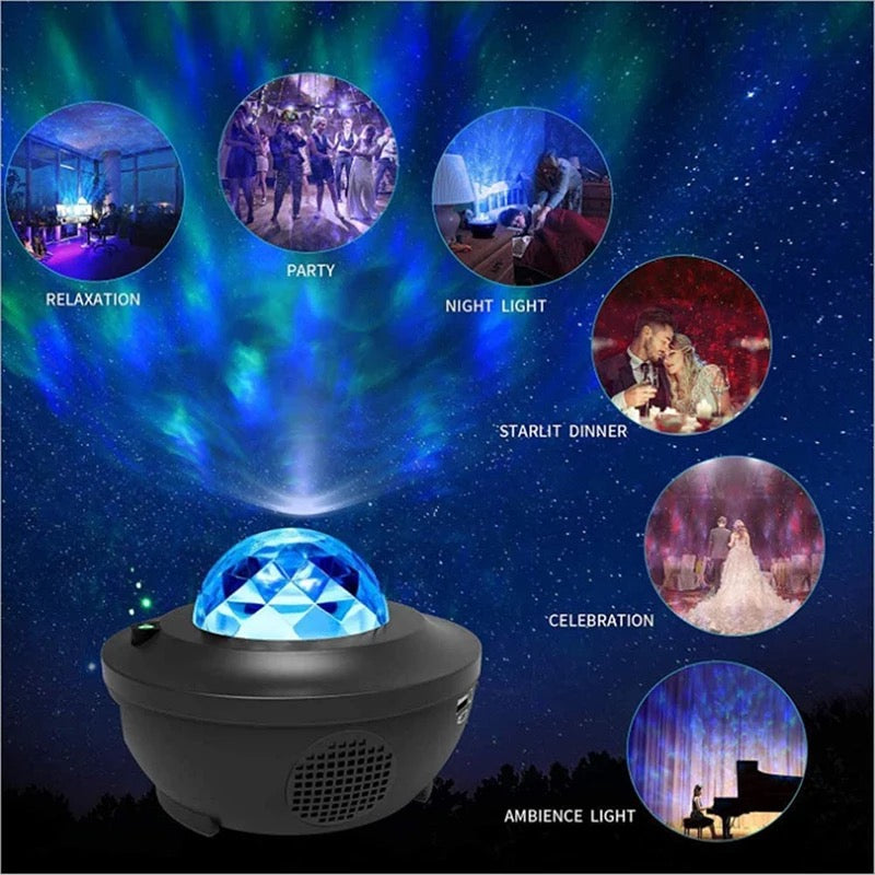 Galaxy Starry Night Lamp LED Star Projector Night Light Ocean Wave Projector