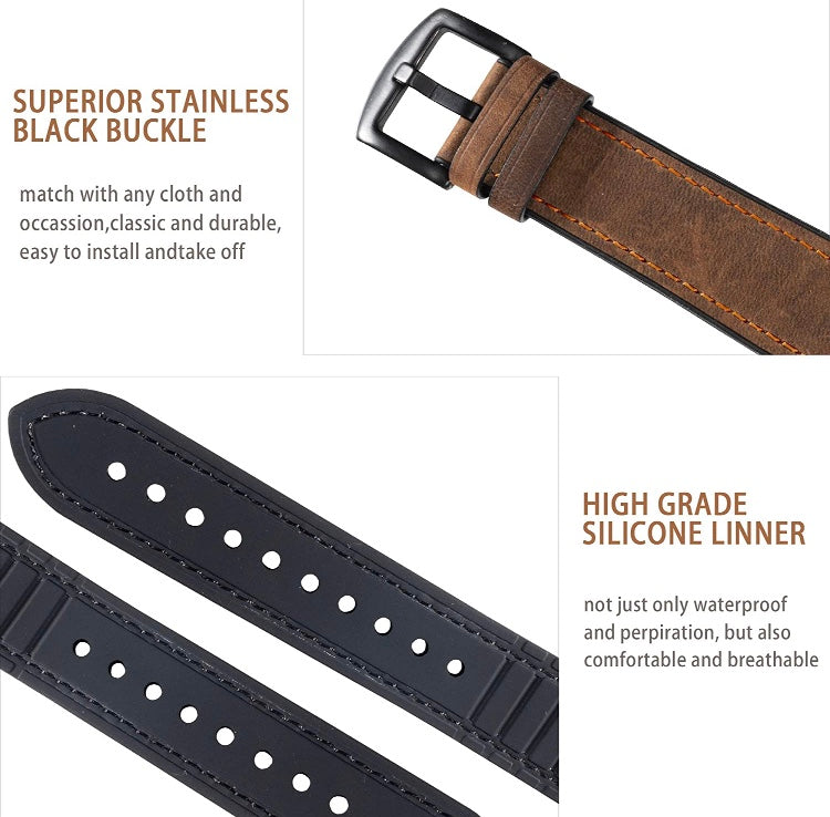 Genuine Leather Silicone Band Strap for Apple iWatch Series  38/45mm B-SPIN PTY LTD