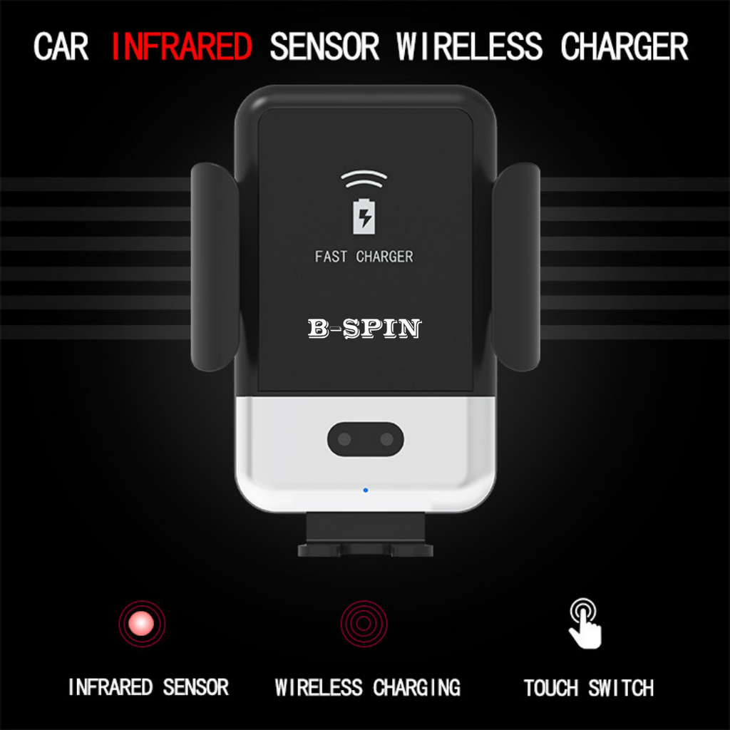 Qi Fast Wireless Charger Car Mount iPhone Holder Automatic B-SPIN PTY LTD