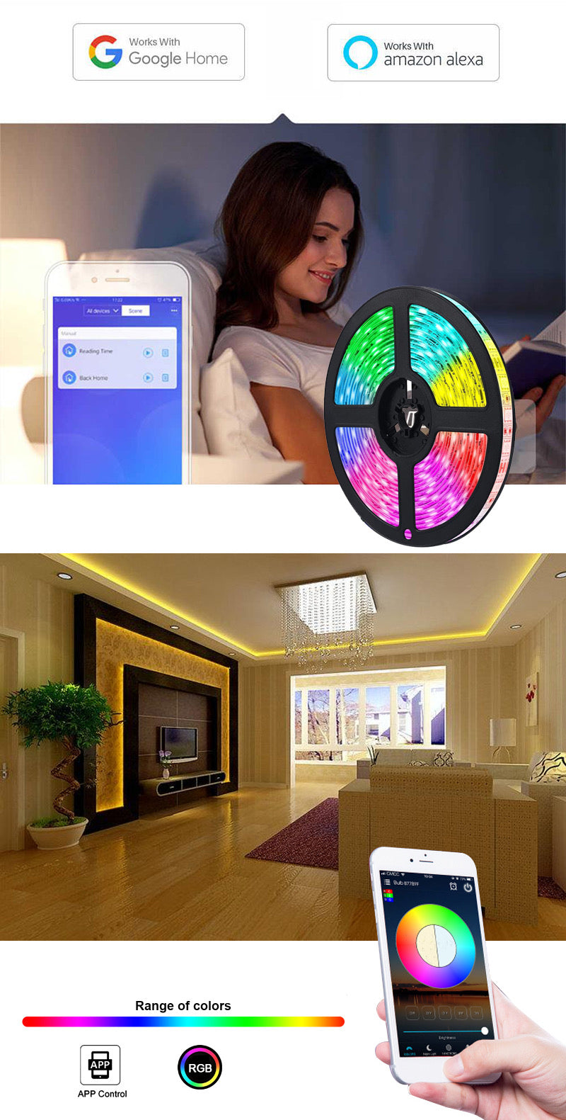 Smart Wifi LED  Strip Lights Waterproof Alexa Echos Google Home B-SPIN PTY LTD