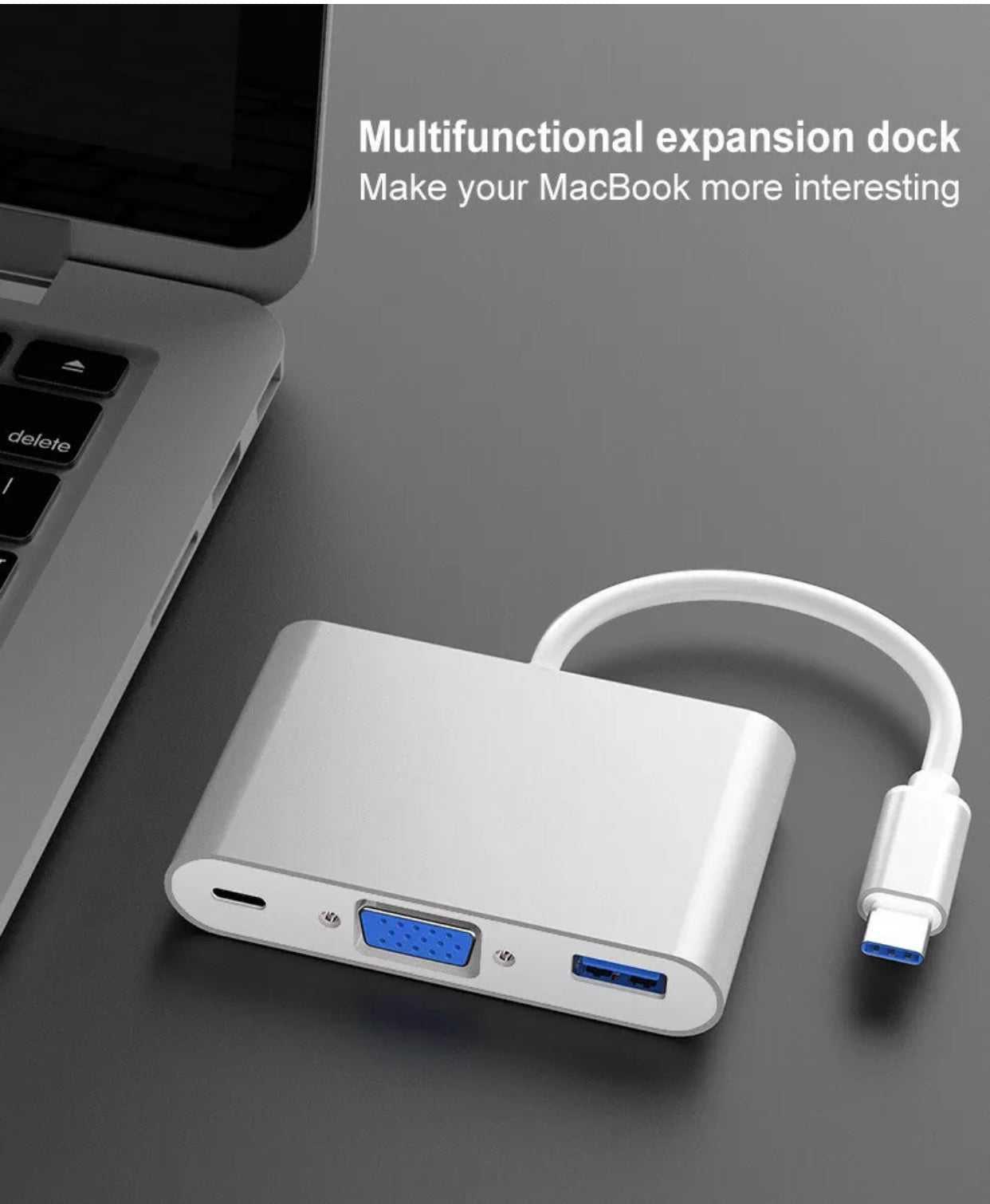 Type-C 3.1 to 4K +VGA Port USB-C HUB Adapter Converter For MacBook/Windows