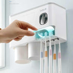 Magnetic 2 Cups Bathroom Toothbrush Holder Storage Rack Toothpaste Dispenser B-SPIN