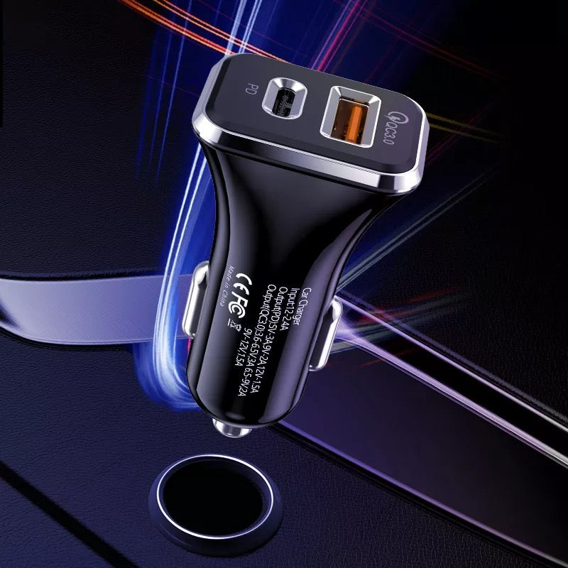 USB Car Charger Socket PD Type C and QC 3.0 Quick Charger B-SPIN PTY LTD