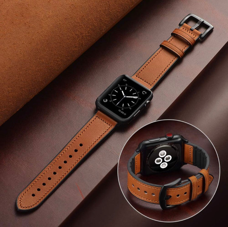 Genuine Leather Silicone Band Strap for Apple iWatch Series  38/45mm B-SPIN PTY LTD