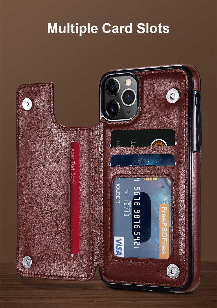 Leather Mobile Phone Wallet Card Holder Flip Cover Iphone and Samsung