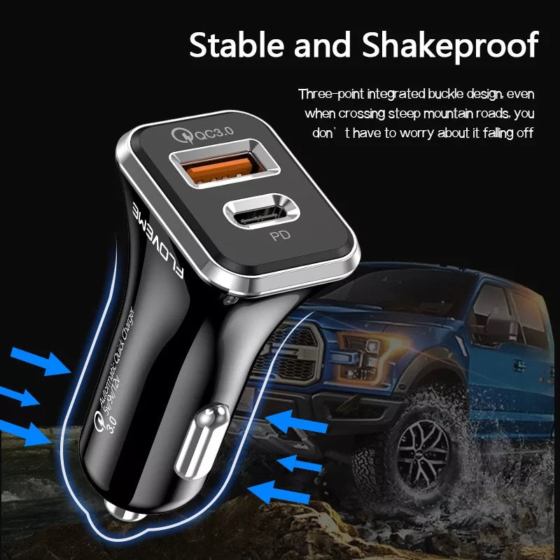 USB Car Charger Socket PD Type C and QC 3.0 Quick Charger B-SPIN PTY LTD