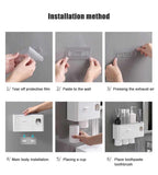 Magnetic 2 Cups Bathroom Toothbrush Holder Storage Rack Toothpaste Dispenser B-SPIN