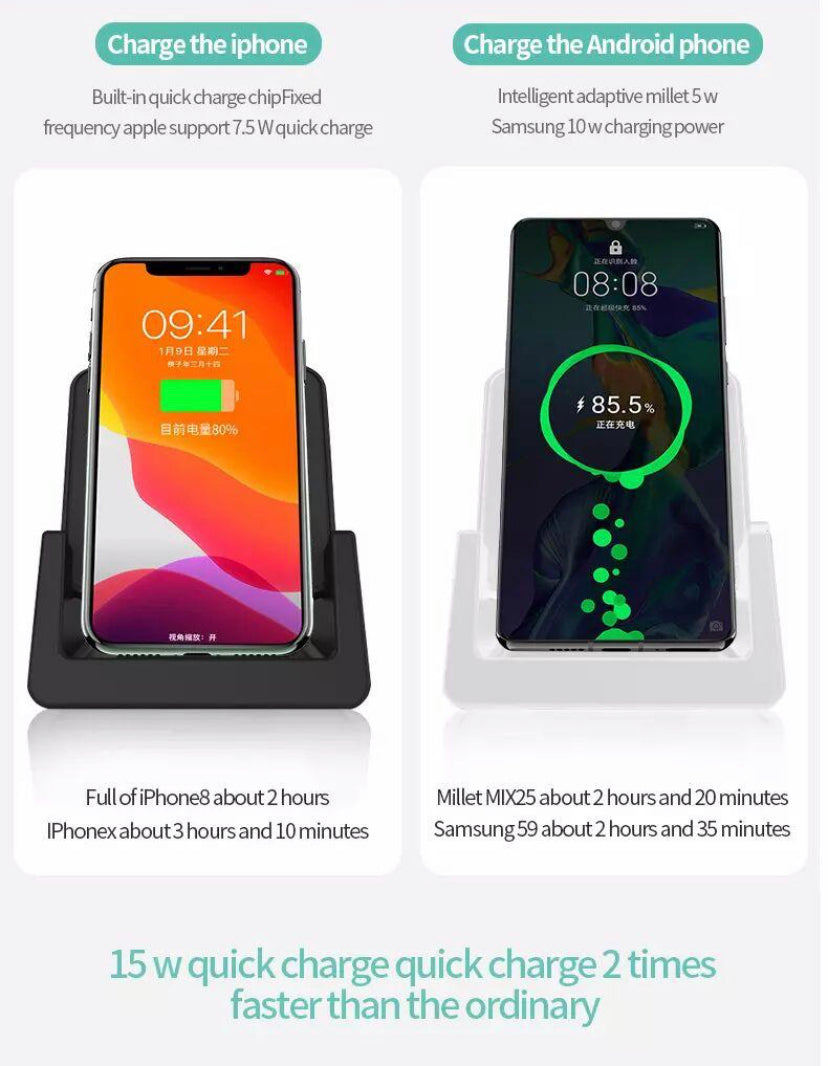 Wireless  Charging Station 15W Fast Stand Dock  Cradle for iPhone Samsung Huawei B-SPIN PTY LTD
