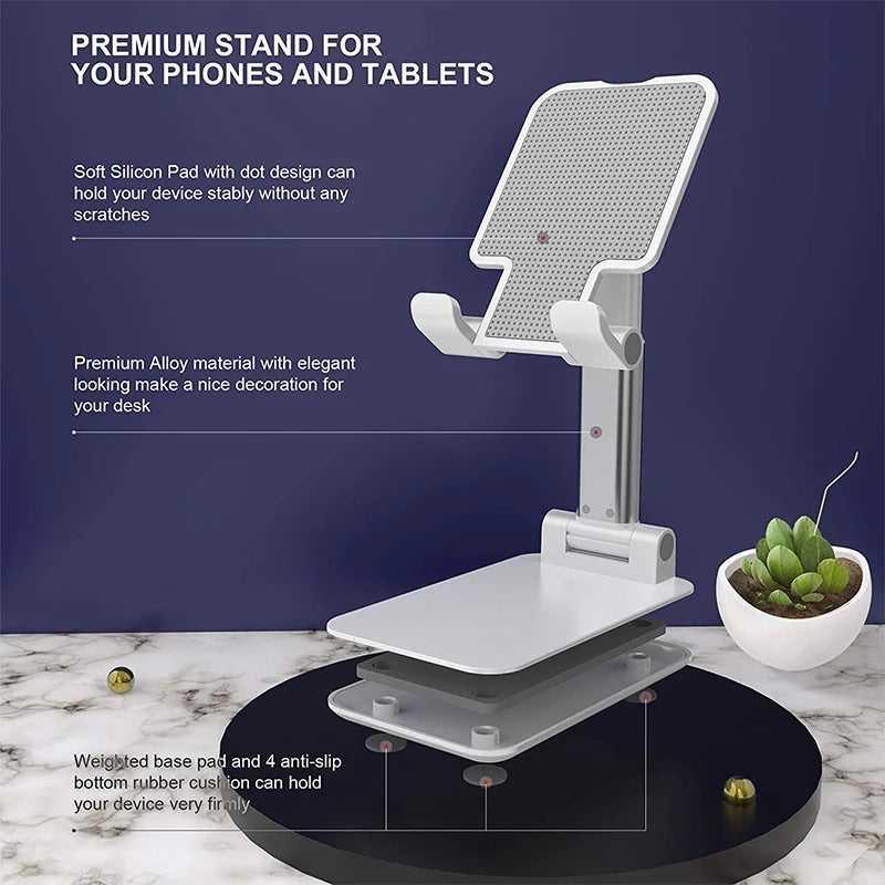 Adjustable Folding Desk Desktop Cell Phone Stand Mount Holder For iPhone & Tablet