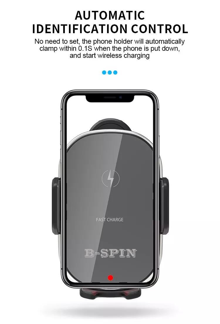 Smart Touch QI Car Charger Mount Air Vent 15W Fast Wireless B-SPIN PTY LTD