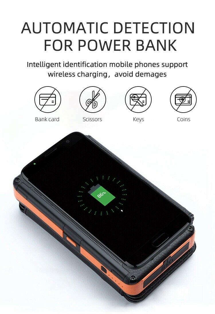 Solar Power Bank Waterproof wireless 30000mAh QI fastest charger 2 USB port with 3 and 5  pannels B-SPIN PTY LTD
