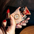 Luxury Mirror Heart Holder Camera Protective Case For iPhone