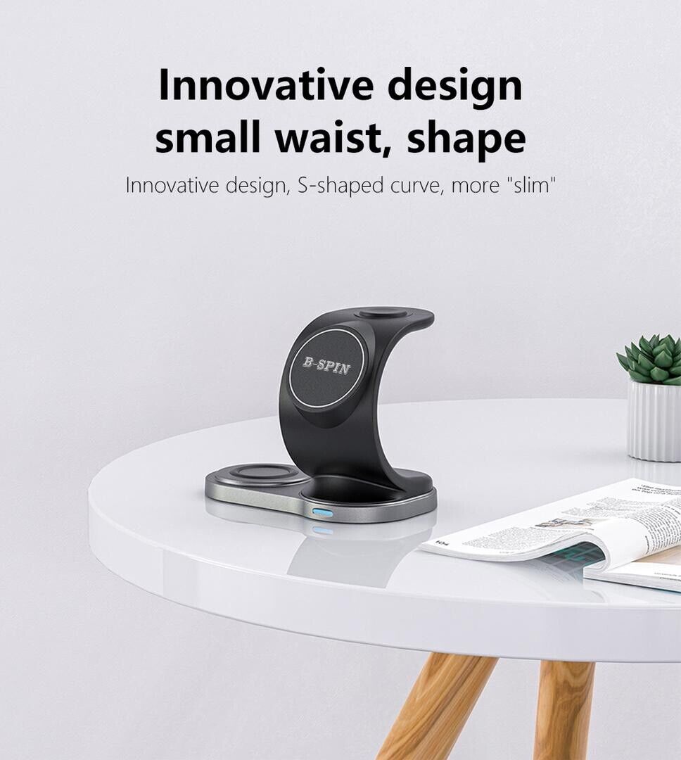 Magnetic Wireless Charger Stand 3 In 1 MagSafe Fast Charging Dock Station B-SPIN PTY LTD