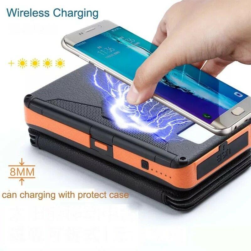 Solar Power Bank Waterproof wireless 30000mAh QI fastest charger 2 USB port with 3 and 5  pannels B-SPIN PTY LTD