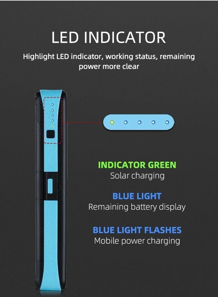 Solar Power Bank Waterproof wireless 30000mAh QI fastest charger 2 USB port with 3 and 5  pannels B-SPIN PTY LTD